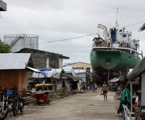 building around the ships