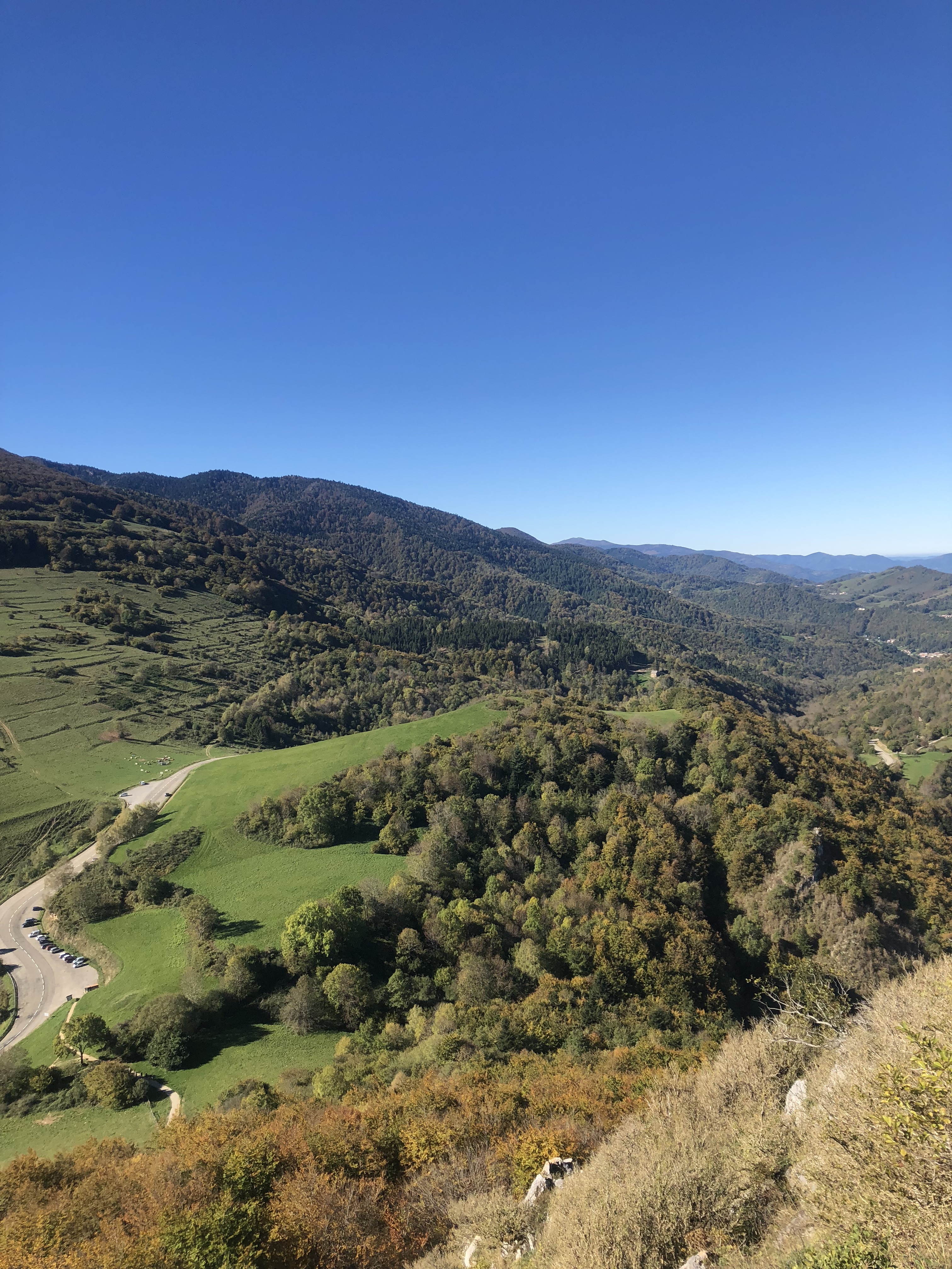 View (2) from Montsegur of Pyrenees foothills